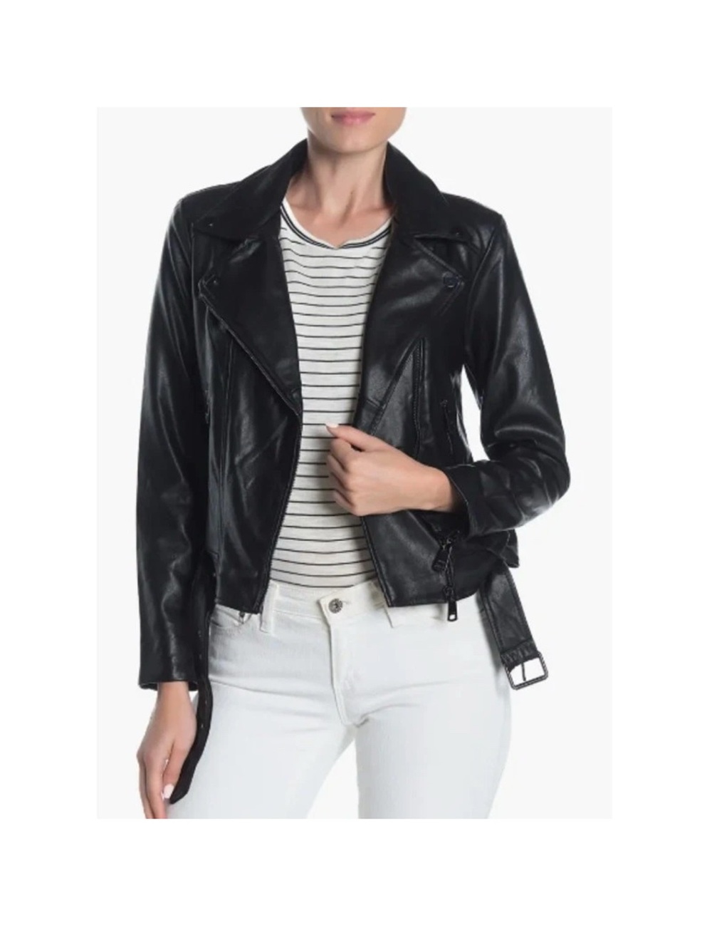 Elodie Black Vegan Leather Biker Moto Jacket for Women
